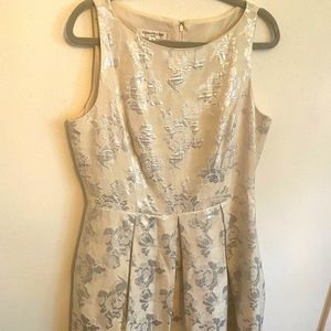 Cream with metallic silver embroidery A-line dress